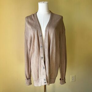 Vintage Classics USA Knit Cardigan Sweater XL Unisex Oversized Neutral Beige